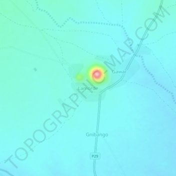 Mappa topografica Lamorde, altitudine, rilievo