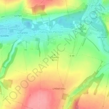 Mappa topografica L'Éperon, altitudine, rilievo