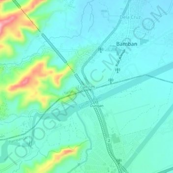 Mappa topografica Lourdes, altitudine, rilievo