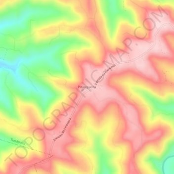 Mappa topografica Pitangueira, altitudine, rilievo