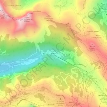 Mappa topografica Ardent, altitudine, rilievo