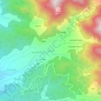 Mappa topografica Sansal, altitudine, rilievo