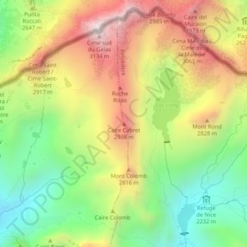 Mappa topografica Caïre Cabret, altitudine, rilievo