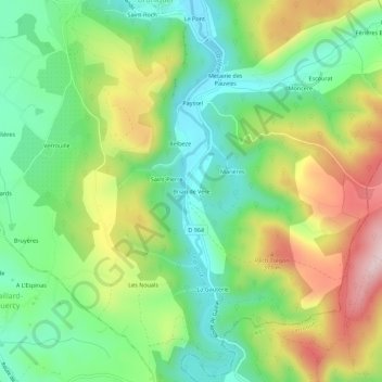 Mappa topografica Brian de Vere, altitudine, rilievo