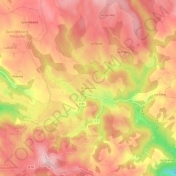 Mappa topografica Broussoles, altitudine, rilievo