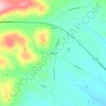 Mappa topografica Cashtown, altitudine, rilievo
