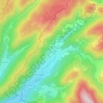Mappa topografica Haut-du-Them, altitudine, rilievo