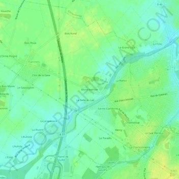 Mappa topografica Montraversier, altitudine, rilievo