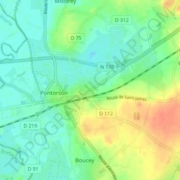Mappa topografica Caugé, altitudine, rilievo