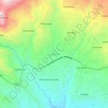 Mappa topografica La Unión, altitudine, rilievo