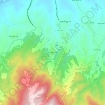 Mappa topografica Castagnola, altitudine, rilievo