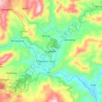 Mappa topografica Lagawe, altitudine, rilievo