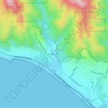 Mappa topografica Malibu West, altitudine, rilievo