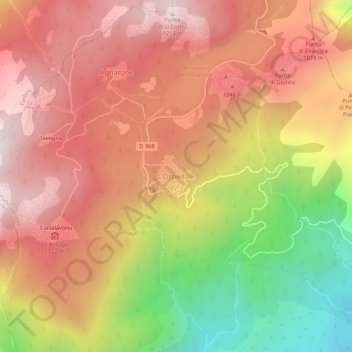 Mappa topografica L'Ospedale, altitudine, rilievo