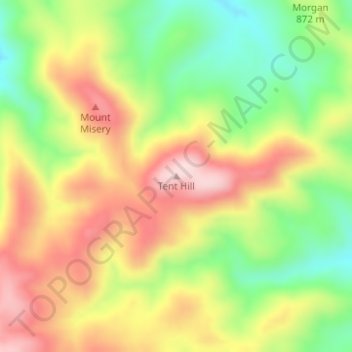 Mappa topografica Tent Hill, altitudine, rilievo