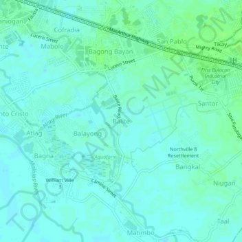 Mappa topografica Balite, altitudine, rilievo