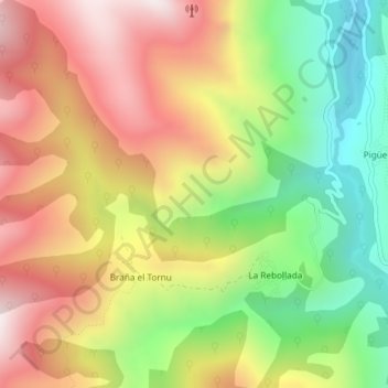 Mappa topografica Les Potes, altitudine, rilievo