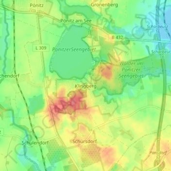 Mappa topografica Klingberg, altitudine, rilievo