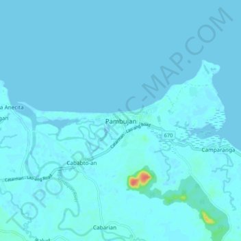Mappa topografica Pambujan, altitudine, rilievo