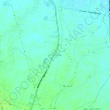 Mappa topografica Amacalan, altitudine, rilievo