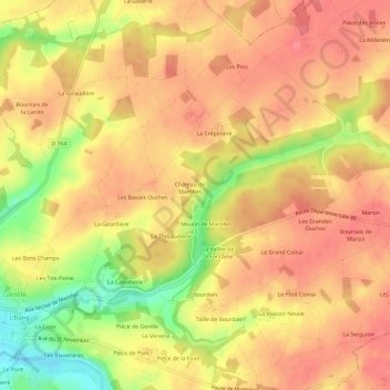 Mappa topografica Marolle, altitudine, rilievo
