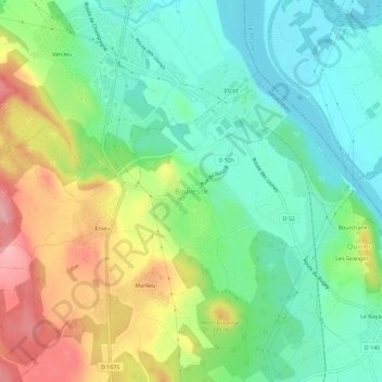 Mappa topografica Bouvesse, altitudine, rilievo