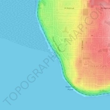 Mappa topografica Cresent Rock Beach, altitudine, rilievo