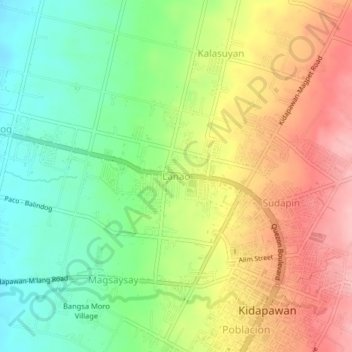 Mappa topografica Lanao, altitudine, rilievo
