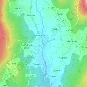 Mappa topografica Tallóns, altitudine, rilievo