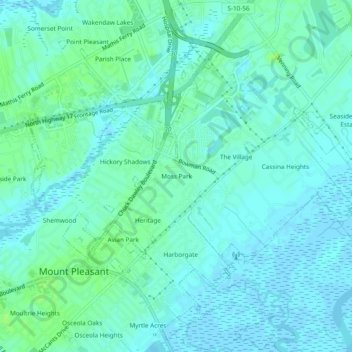 Mappa topografica Moss Park, altitudine, rilievo