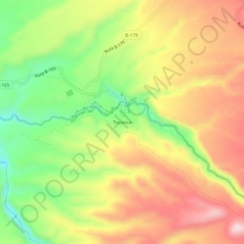 Mappa topografica Toconce, altitudine, rilievo