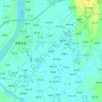 Mappa topografica 张河湾, altitudine, rilievo