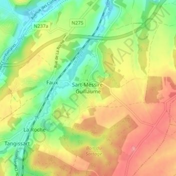 Mappa topografica Sart-Messire-Guillaume, altitudine, rilievo