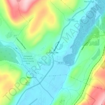 Mappa topografica Cuddebackville, altitudine, rilievo