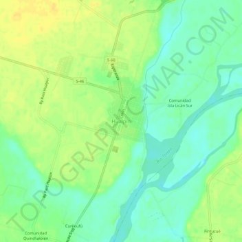 Mappa topografica Hualpín, altitudine, rilievo