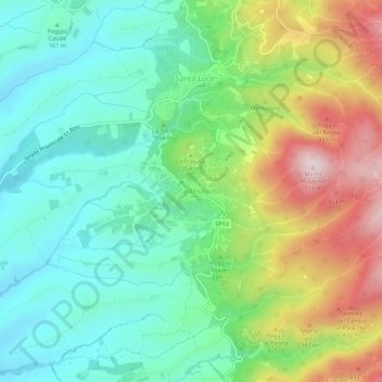 Mappa topografica Pastina, altitudine, rilievo