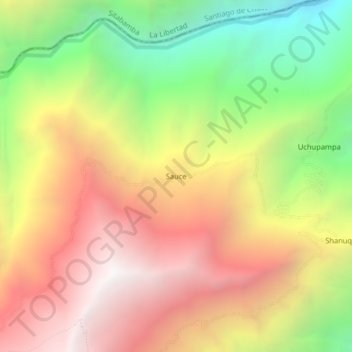 Mappa topografica Sauce, altitudine, rilievo