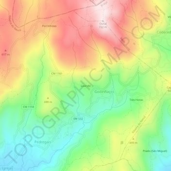 Mappa topografica Lourido, altitudine, rilievo