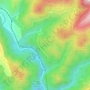 Mappa topografica Euira, altitudine, rilievo
