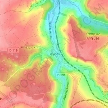 Mappa topografica Beynes, altitudine, rilievo