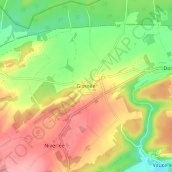 Mappa topografica Gimnée, altitudine, rilievo
