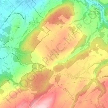 Mappa topografica Mannens, altitudine, rilievo