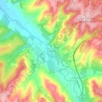 Mappa topografica Ponte Rotto, altitudine, rilievo