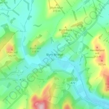 Mappa topografica Blyth Bridge, altitudine, rilievo