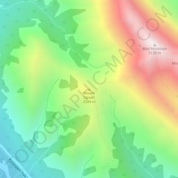 Mappa topografica Mount Lipsett, altitudine, rilievo