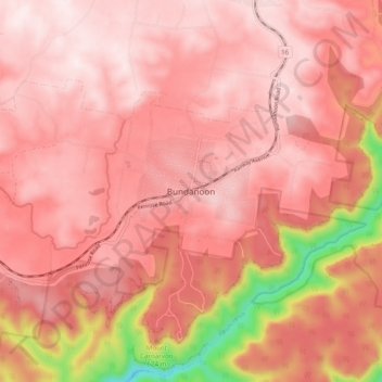 Mappa topografica Bundanoon, altitudine, rilievo