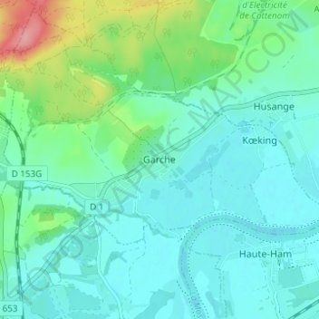 Mappa topografica Garche, altitudine, rilievo