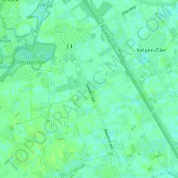 Mappa topografica Hoogstraat, altitudine, rilievo