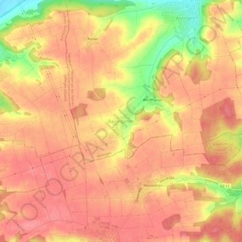 Mappa topografica Baumgarten, altitudine, rilievo