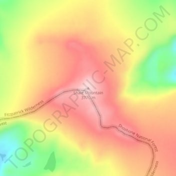 Mappa topografica Shale Mountain, altitudine, rilievo